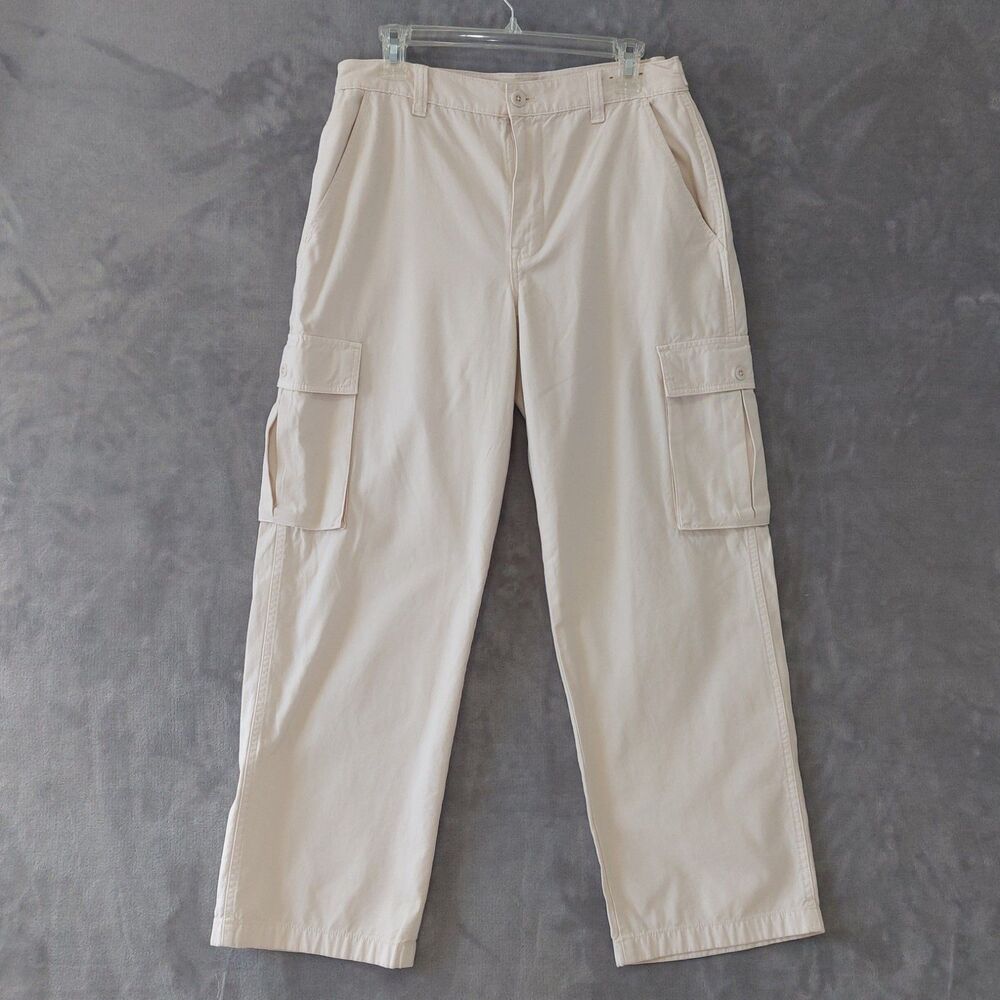 Madewell Low Slung Cargo Pants Women's 29 Slouchy Straight Legs Cream Utility